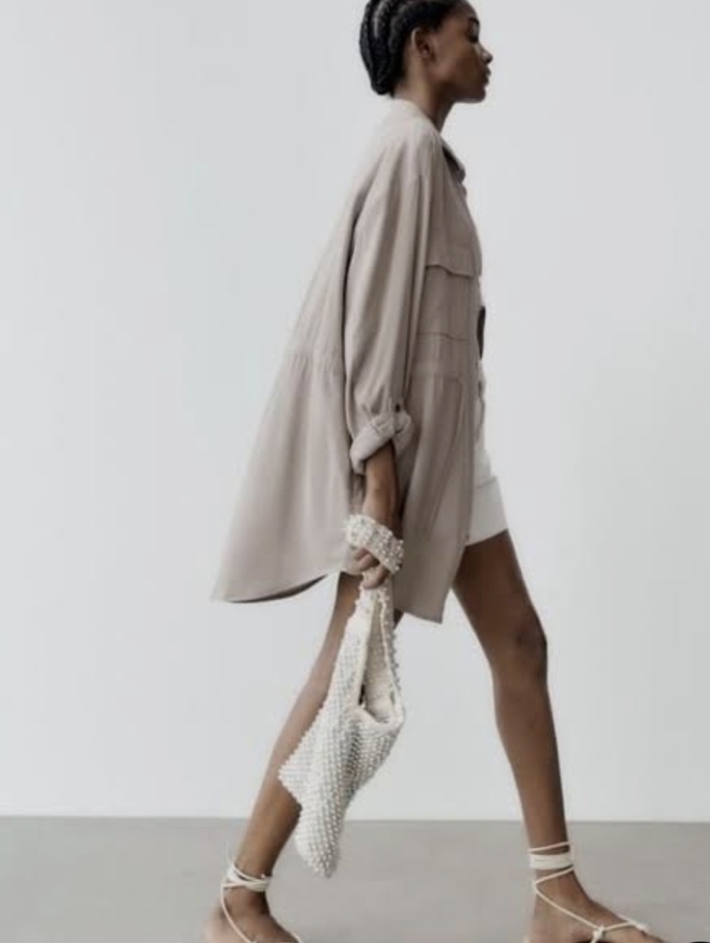 Zara - Relaxed Fit Overshirt in Sand - Small
